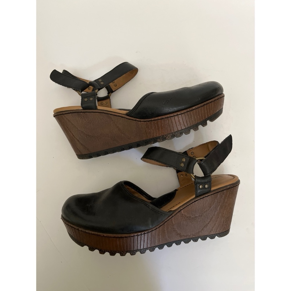BOC Rina Platform Leather Wedge Clogs Women’s Size 10